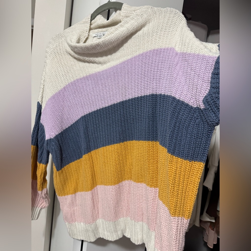 American Eagle Outfitters Multicolor Striped Turtleneck Sweater